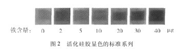 图 2 活化硅胶显色的标准系列